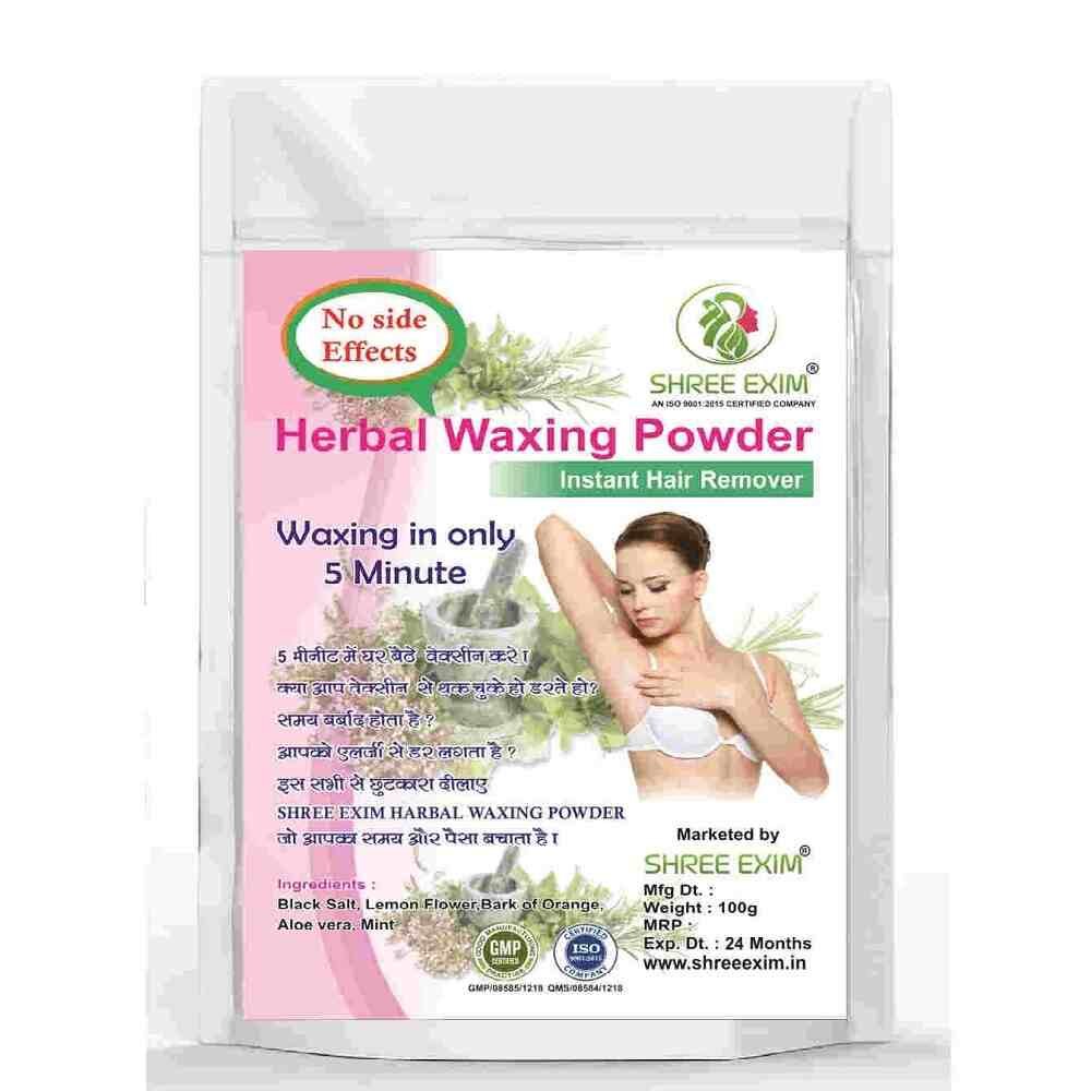 Shree Exim Hair Removal Herbal Wax Powder 100g Organic Painless Instant Waxing Underarms Bikini Line Chest Body For Men Women Home Salon Hostel